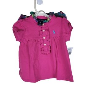 Ralph Lauren, 2 Piece, Pink Polo and Multicolor Bottom. Size: 18 Months